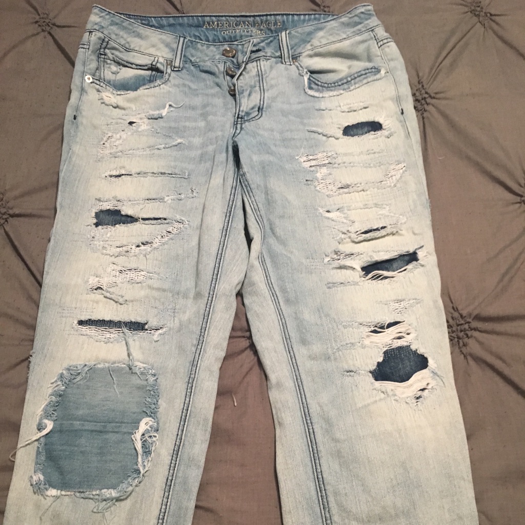 American Eagle Button Down Patch Jeans
